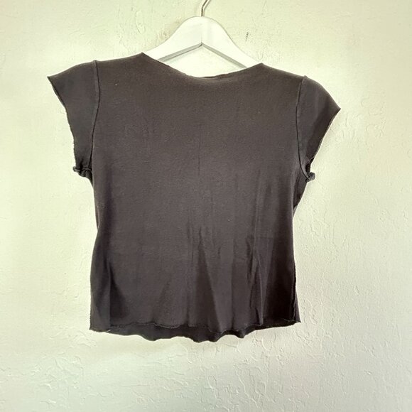 Paris Attitude Womens Parisian Text & Eiffel Tower Graphic Top Size 2 Black - Picture 2 of 7